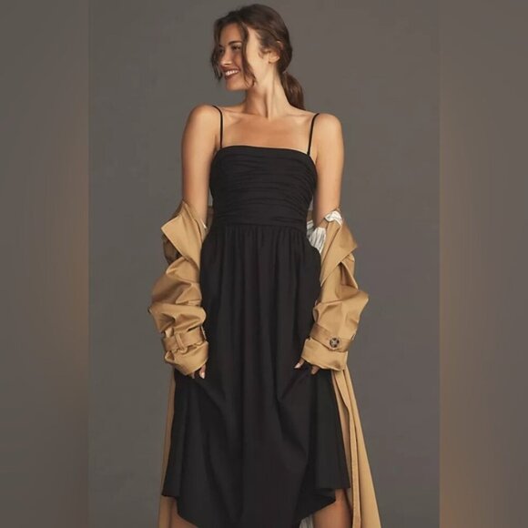 NEW Reformation Lissa Cotton Midi Dress Black Removable Strap | size 4 - Picture 3 of 14